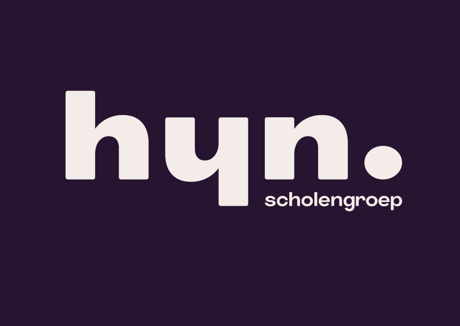Logo van HIJN scholengroep wit logo op blauwe achtergrond