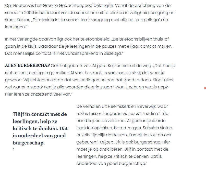 Artikel Piet Keijzer nieuwe directeur Houtens