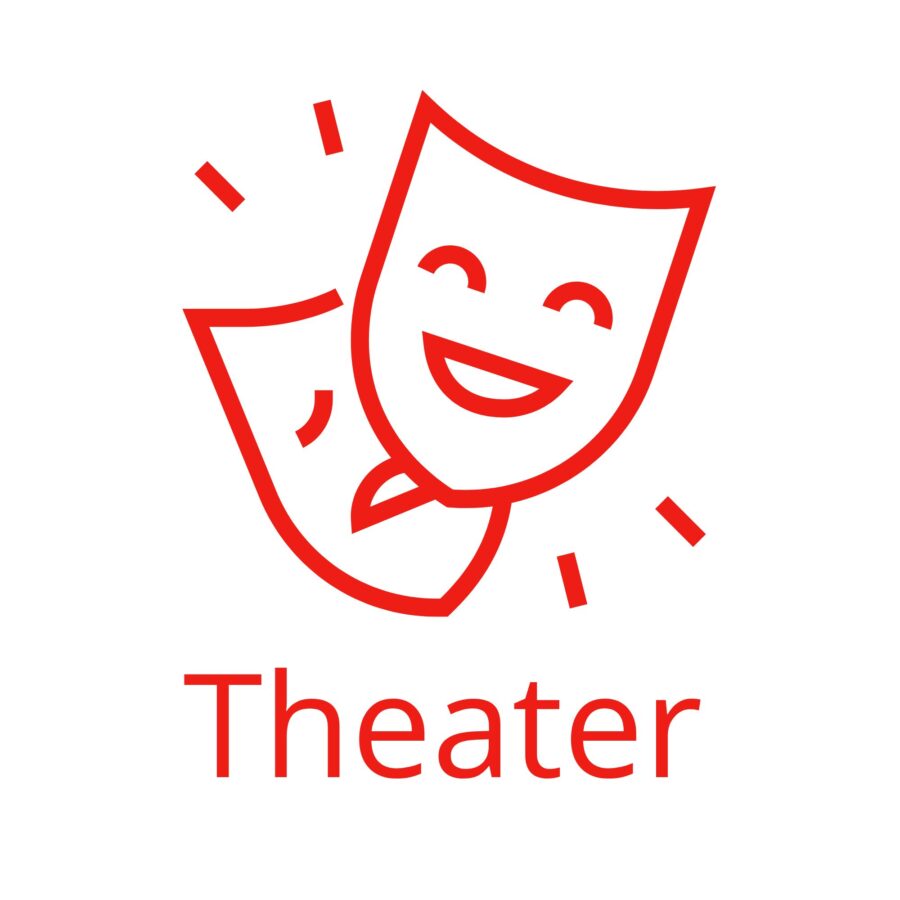 Icoon theatermaskers passend bij de Theater-route van praktijkonderwijs in de vmbo onderbouw op Houtens
